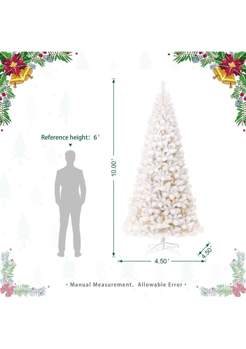 10-foot Pre-Lit White Pine Slim Artificial Christmas Tree with 800 Warm White Lights, Three Function