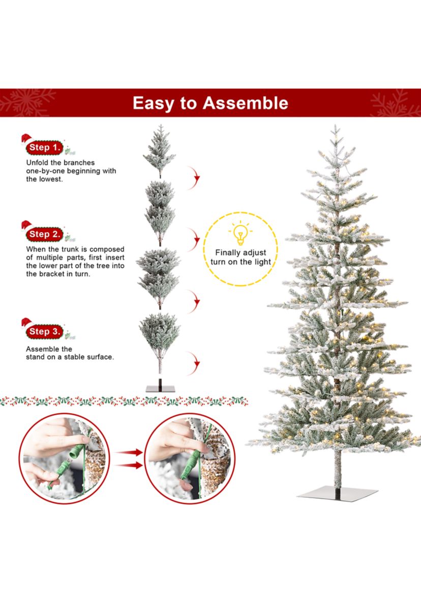 10-foot Deluxe Pre-Lit Flocked Fir Artificial Christmas Tree with 700 Warm White Lights, Three Function