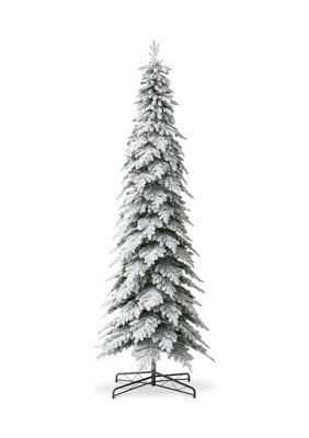 Glitzhome 11-foot Pre-Lit Flocked Pencil Spruce Artificial Christmas Tree with 700 Warm White Lights
