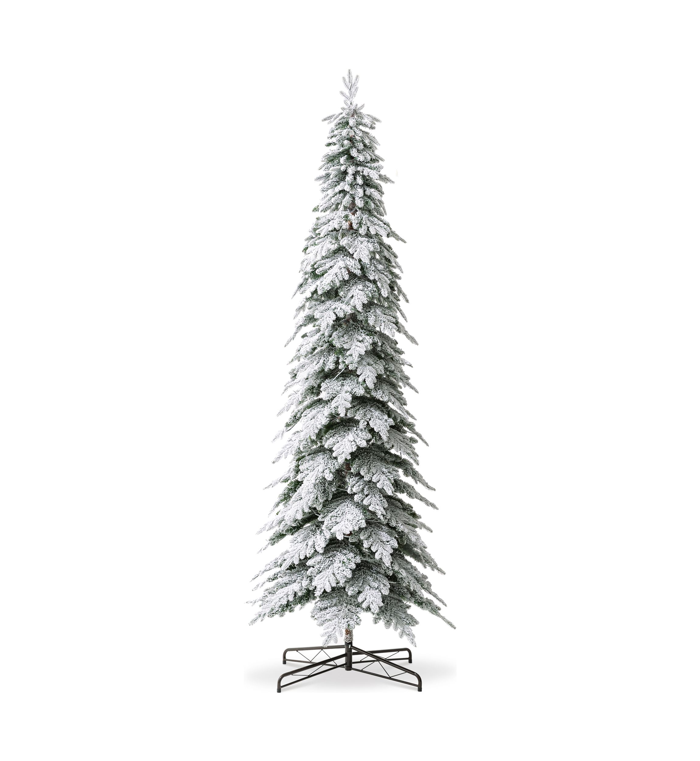 11-foot Pre-Lit Flocked Pencil Spruce Artificial Christmas Tree with 700 Warm White Lights