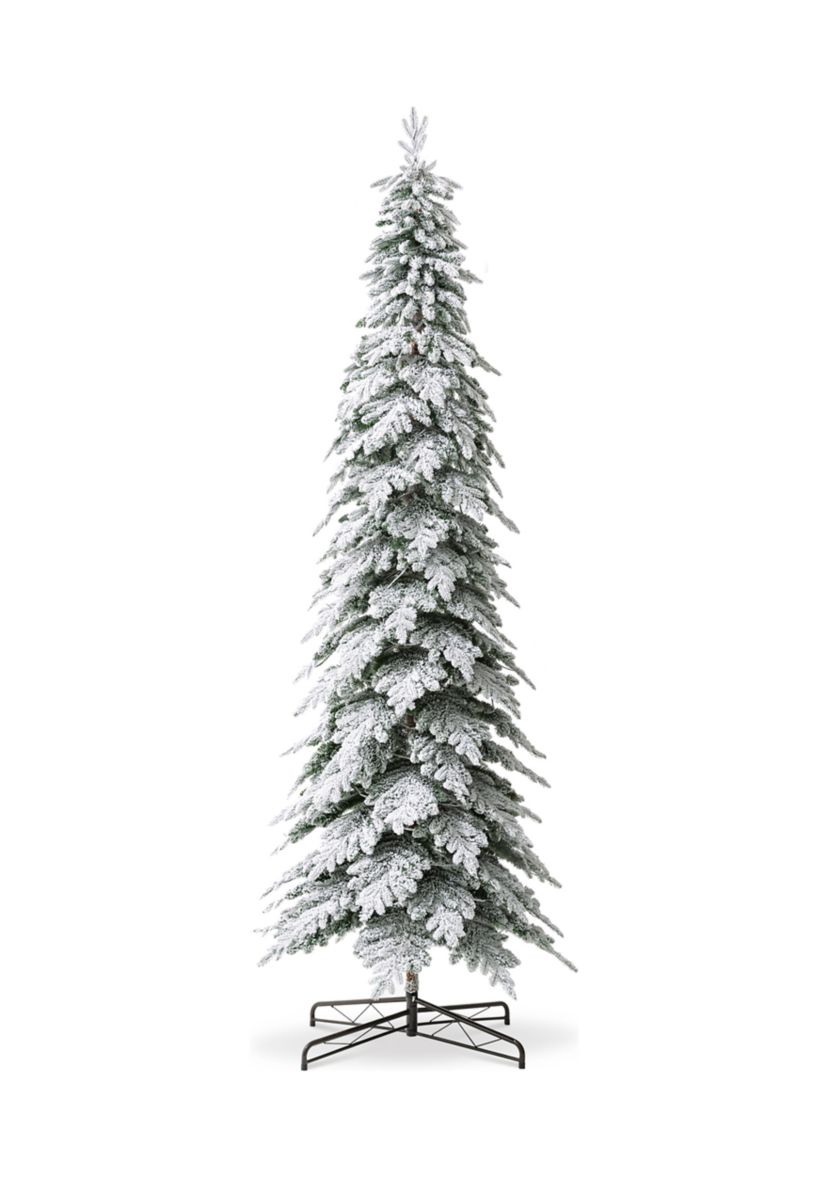 11-foot Pre-Lit Flocked Pencil Spruce Artificial Christmas Tree with 700 Warm White Lights