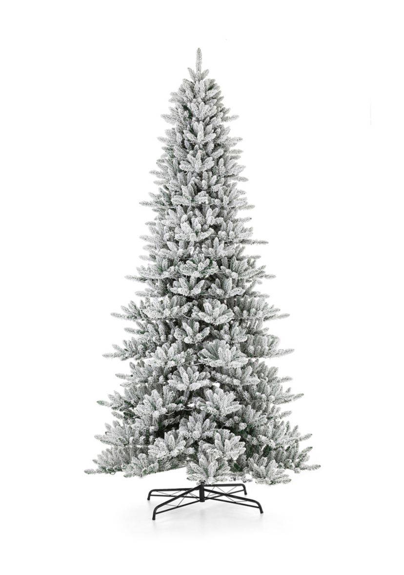 11-foot Pre-Lit Flocked Slim Fir Artificial Christmas Tree with 950 Warm White Lights