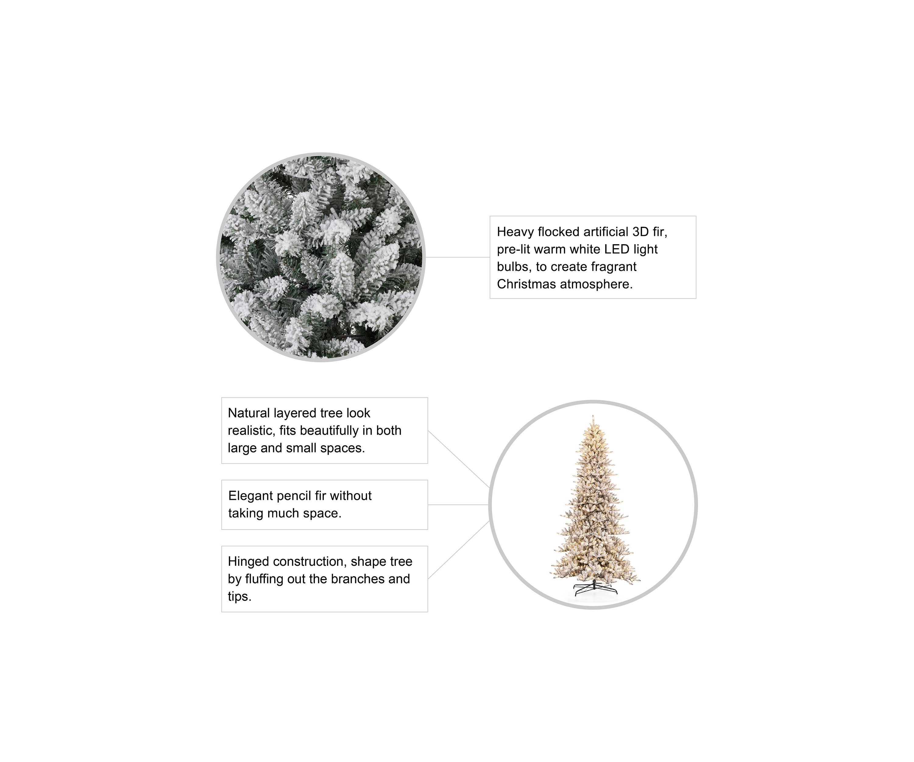 11-foot Pre-Lit Flocked Slim Fir Artificial Christmas Tree with 950 Warm White Lights