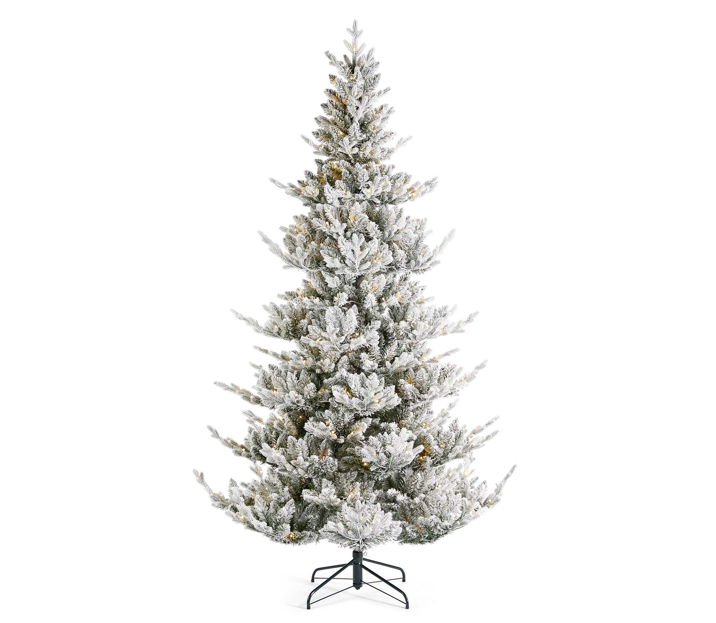 7.5ft Pre-Lit Flocked Upward Slim Fir Artificial Christmas Tree with 400 Warm White Lights, 3 Function w/Remote Control