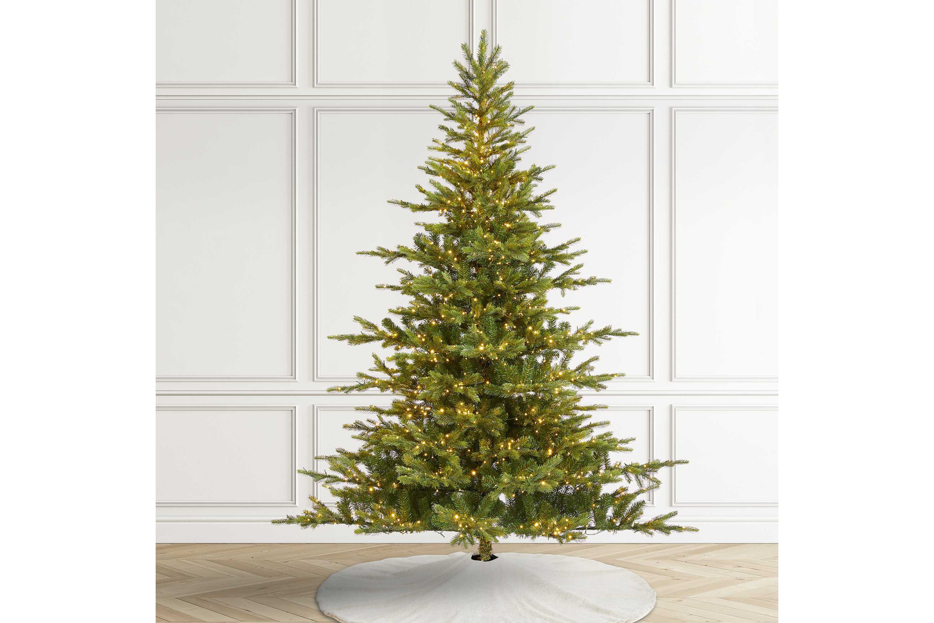 7.5ft Pre-Lit Green Full Fir Artificial Christmas Tree with 1600 Warm White/Multi-color Horse Race LED Lights, 9 Function w/Foot Pedal and Remote Control, Simple Setup
