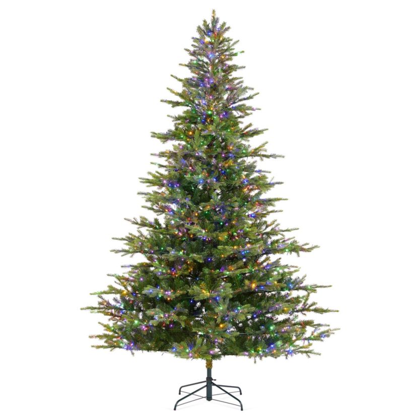 9ft Pre-Lit Green Full Fir Artificial Christmas Tree with 2000 Warm White/Multi-color Horse Race LED Lights, 9 Function w/Foot Pedal and Remote Control, Simple Setup