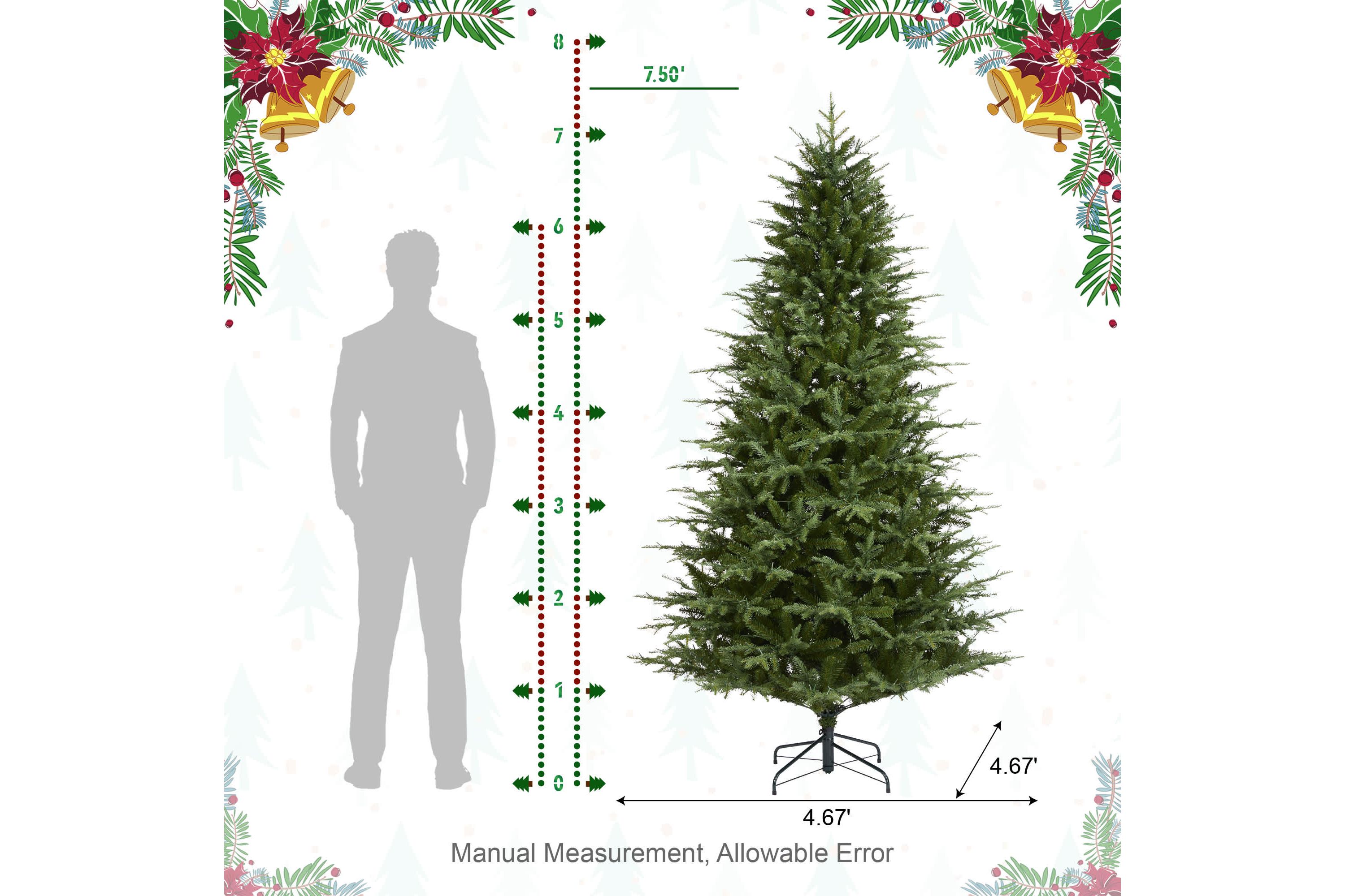 7.5ft Pre-Lit Green Full Fir Artificial Christmas Tree with 1800 Warm White/Multi-color Horse Race LED Lights, 9 Function w/Foot Pedal and Remote Control, Simple Setup
