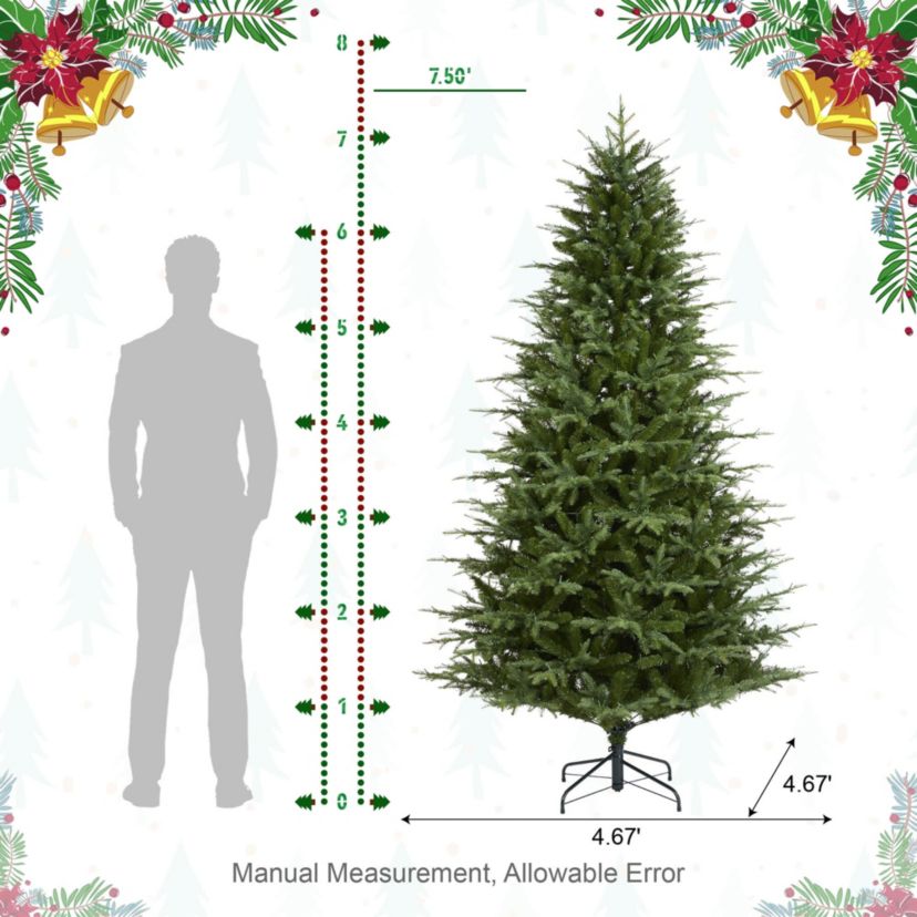 7.5ft Pre-Lit Green Full Fir Artificial Christmas Tree with 1800 Warm White/Multi-color Horse Race LED Lights, 9 Function w/Foot Pedal and Remote Control, Simple Setup