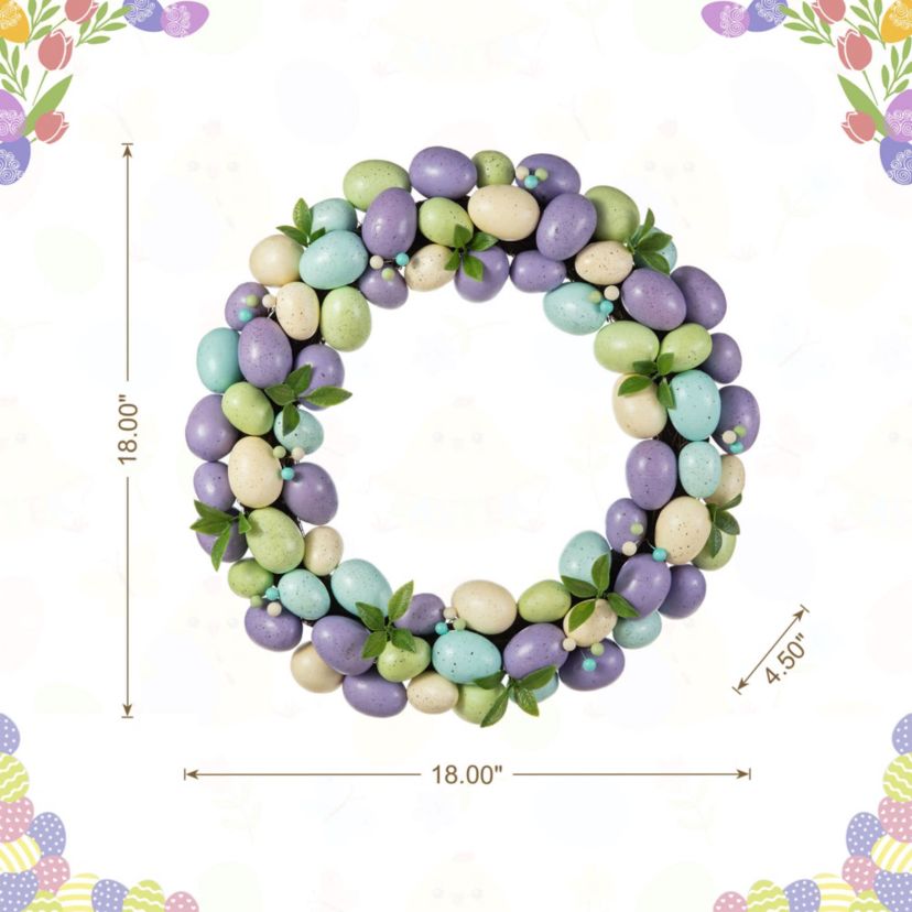 18" D Easter Purple Hue Eggs Wreath