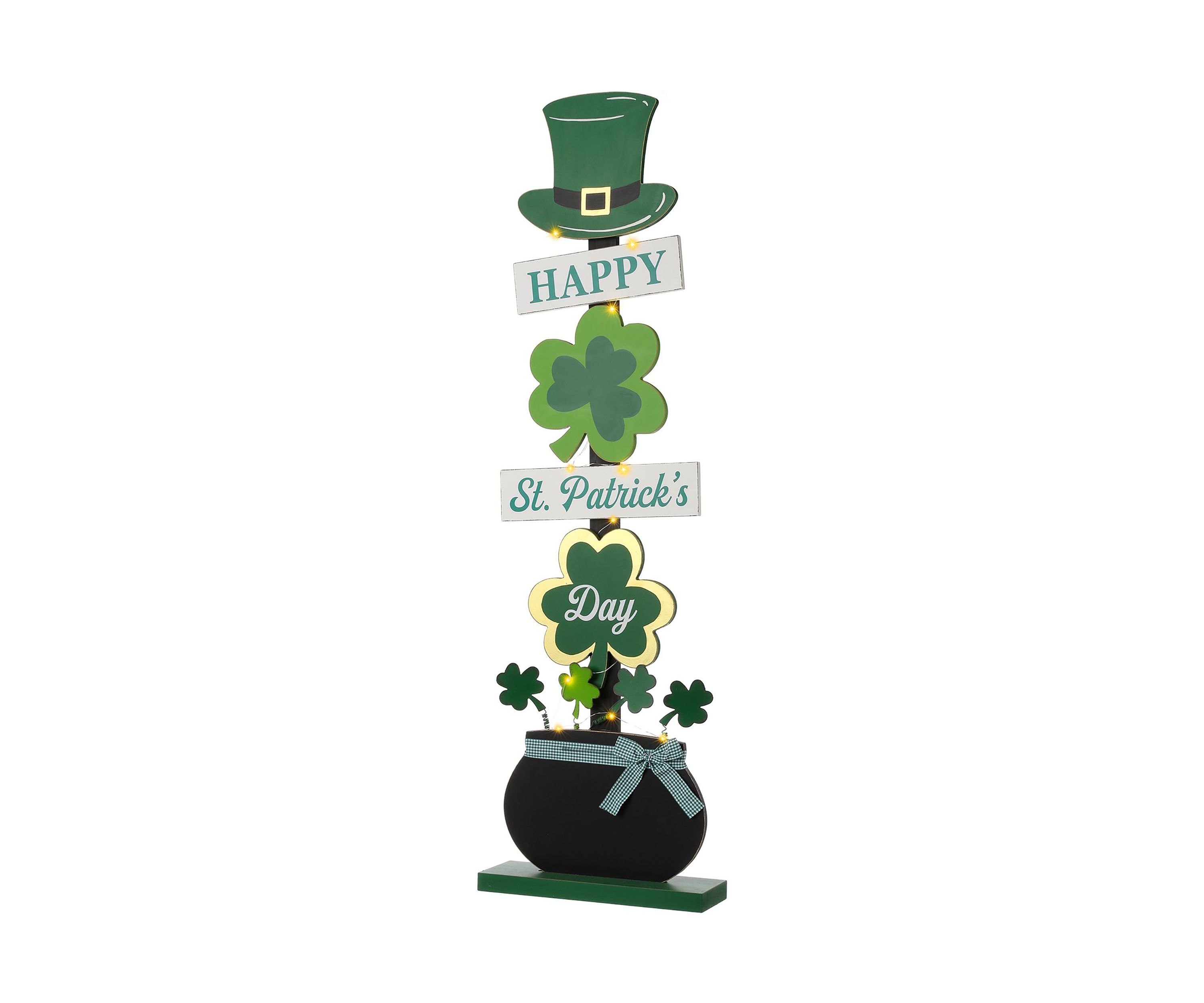 Lighted St. Patricks Wooden Shamrocks Porch Decor