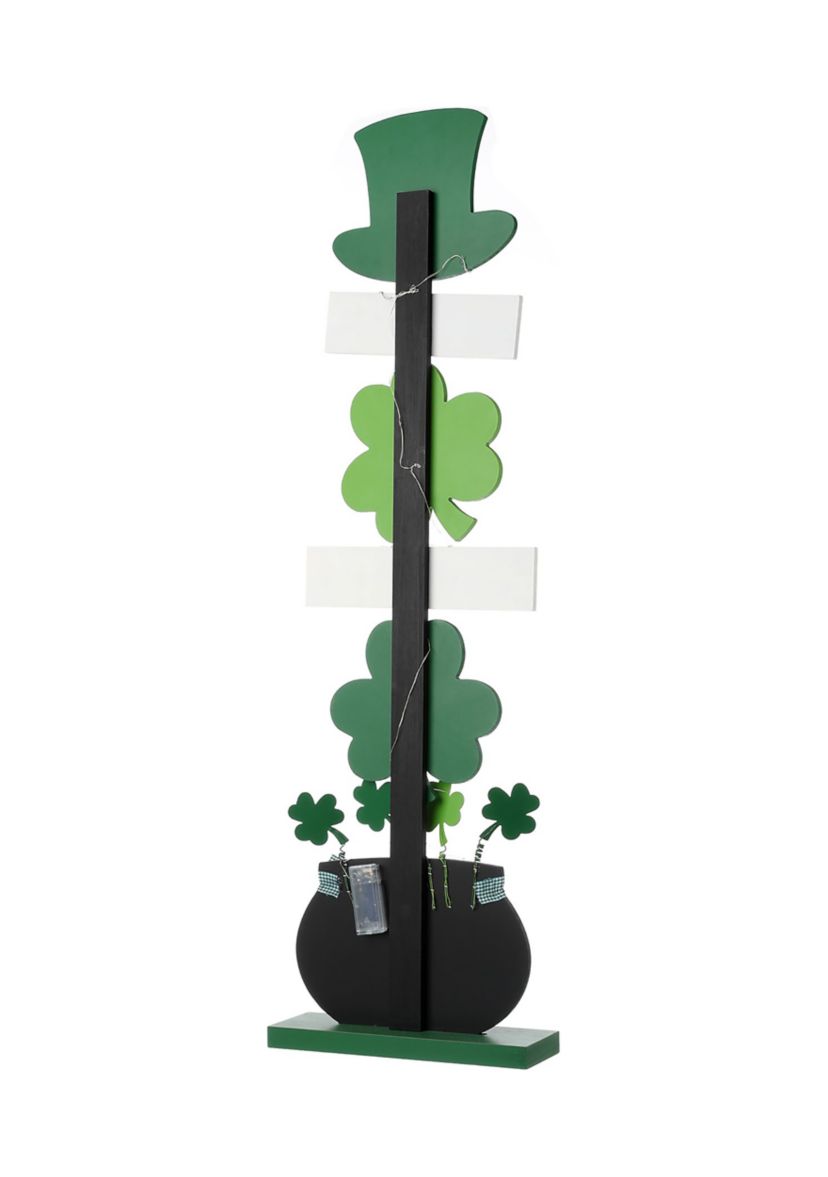 Lighted St. Patricks Wooden Shamrocks Porch Decor