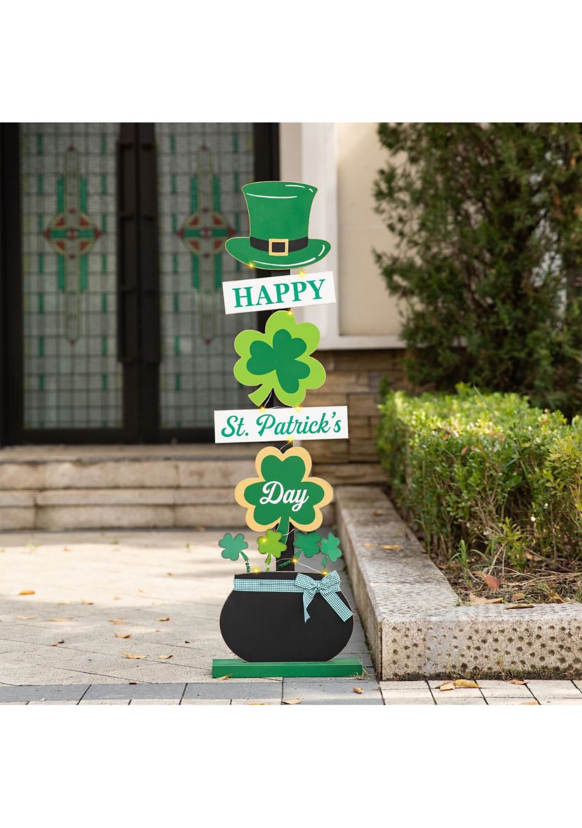 Lighted St. Patricks Wooden Shamrocks Porch Decor