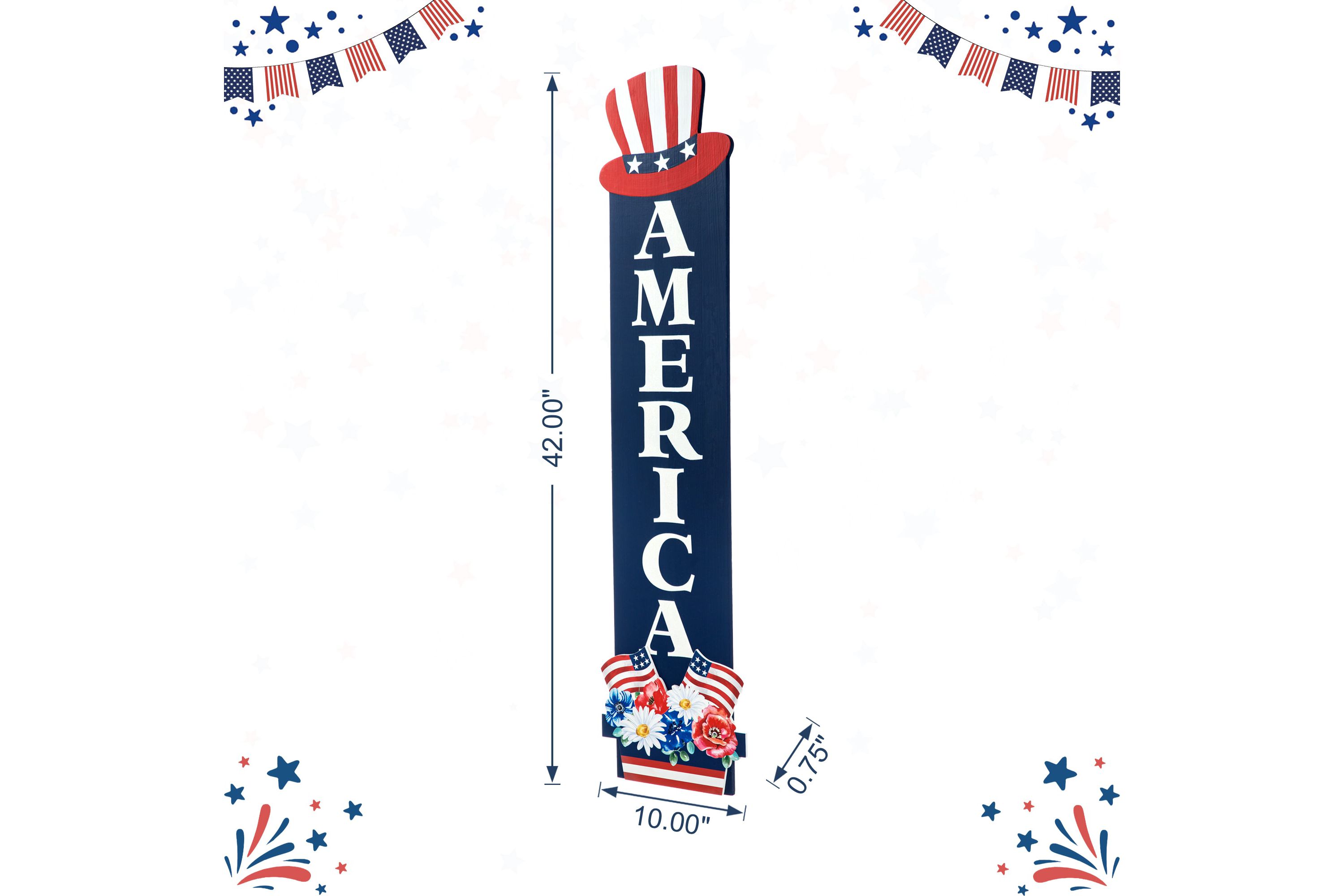 42"H Patriotic/ Americana Wooden AMERICA Porch Decor