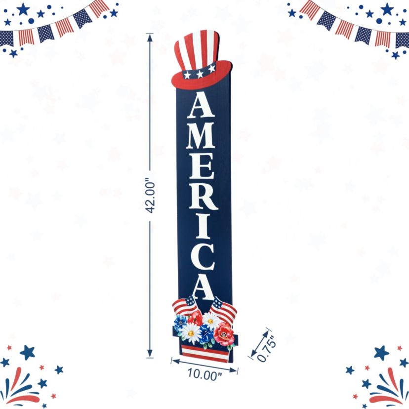 42"H Patriotic/ Americana Wooden AMERICA Porch Decor