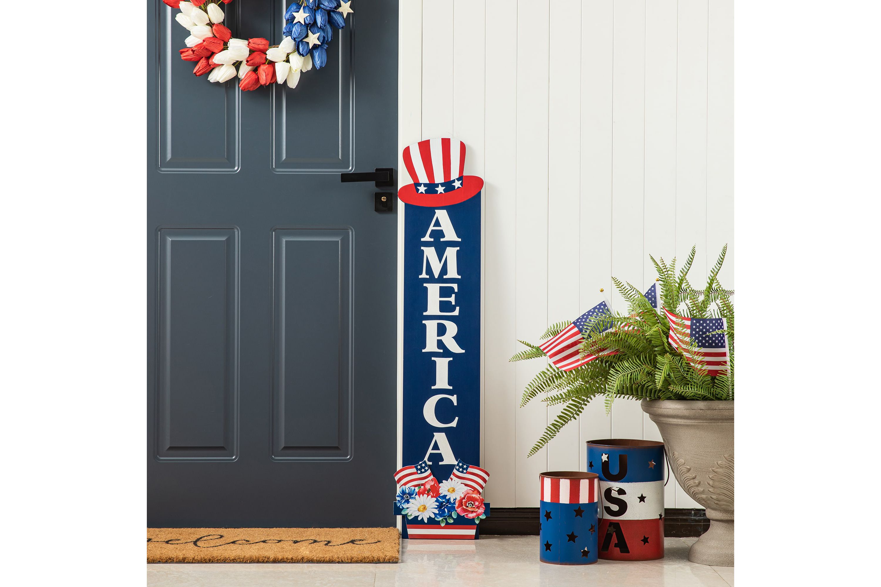 42"H Patriotic/ Americana Wooden AMERICA Porch Decor