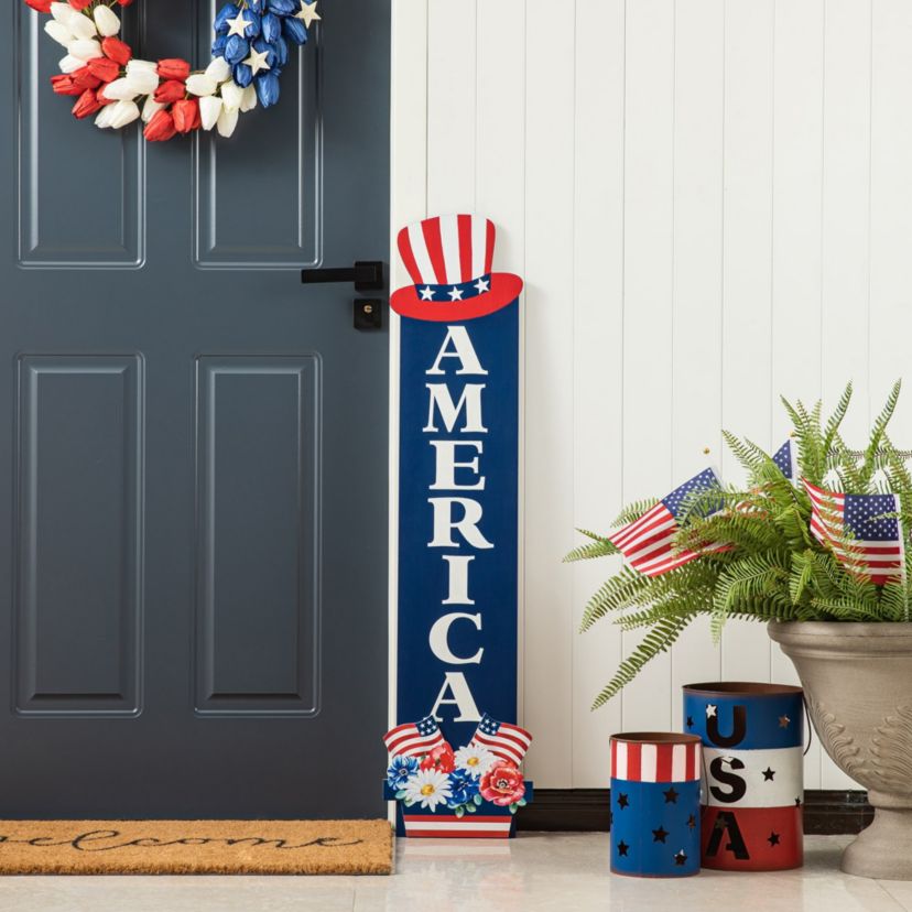 42"H Patriotic/ Americana Wooden AMERICA Porch Decor