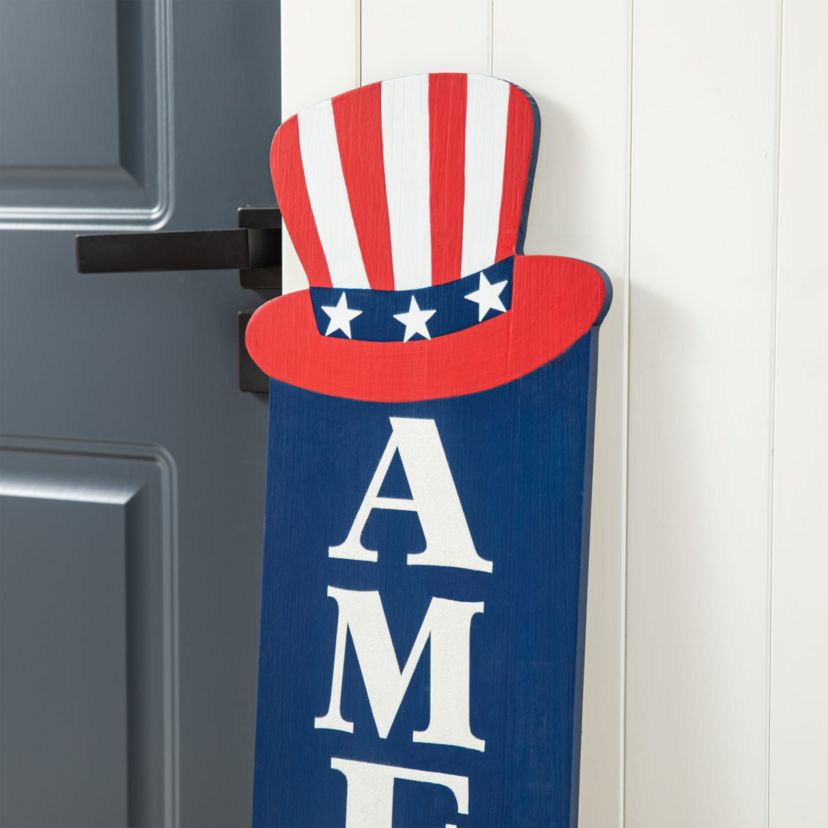 42"H Patriotic/ Americana Wooden AMERICA Porch Decor