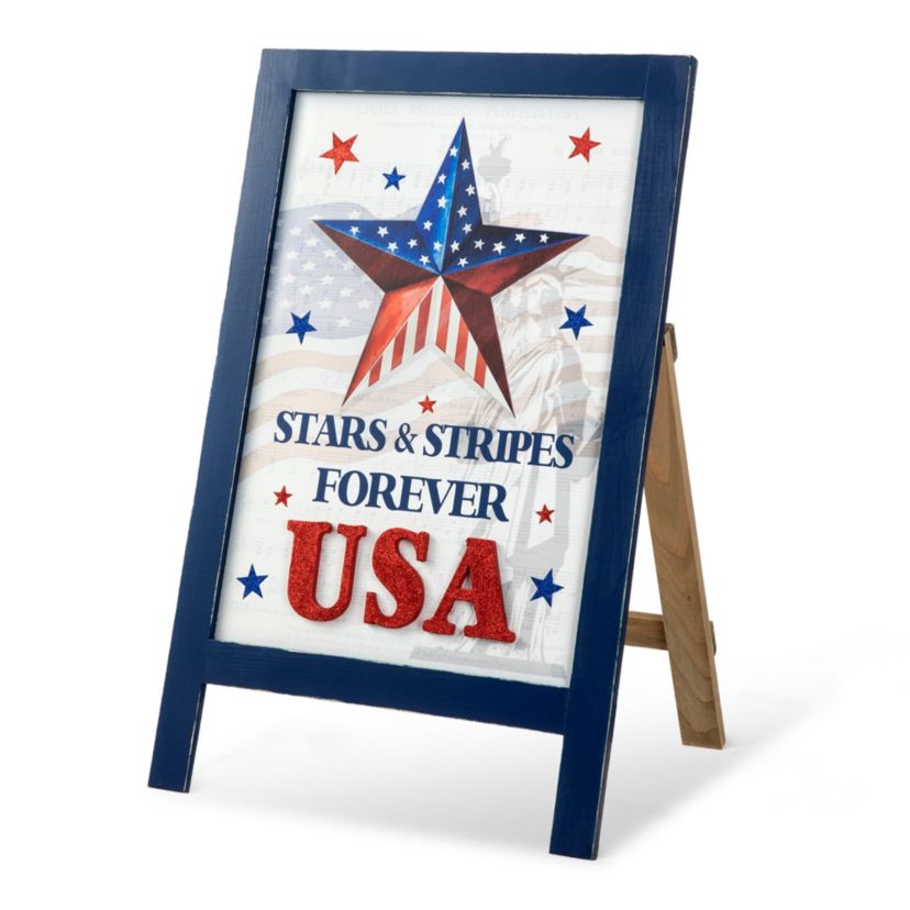 24"H Patriotic/ Americana Wooden Easel Porch Decor