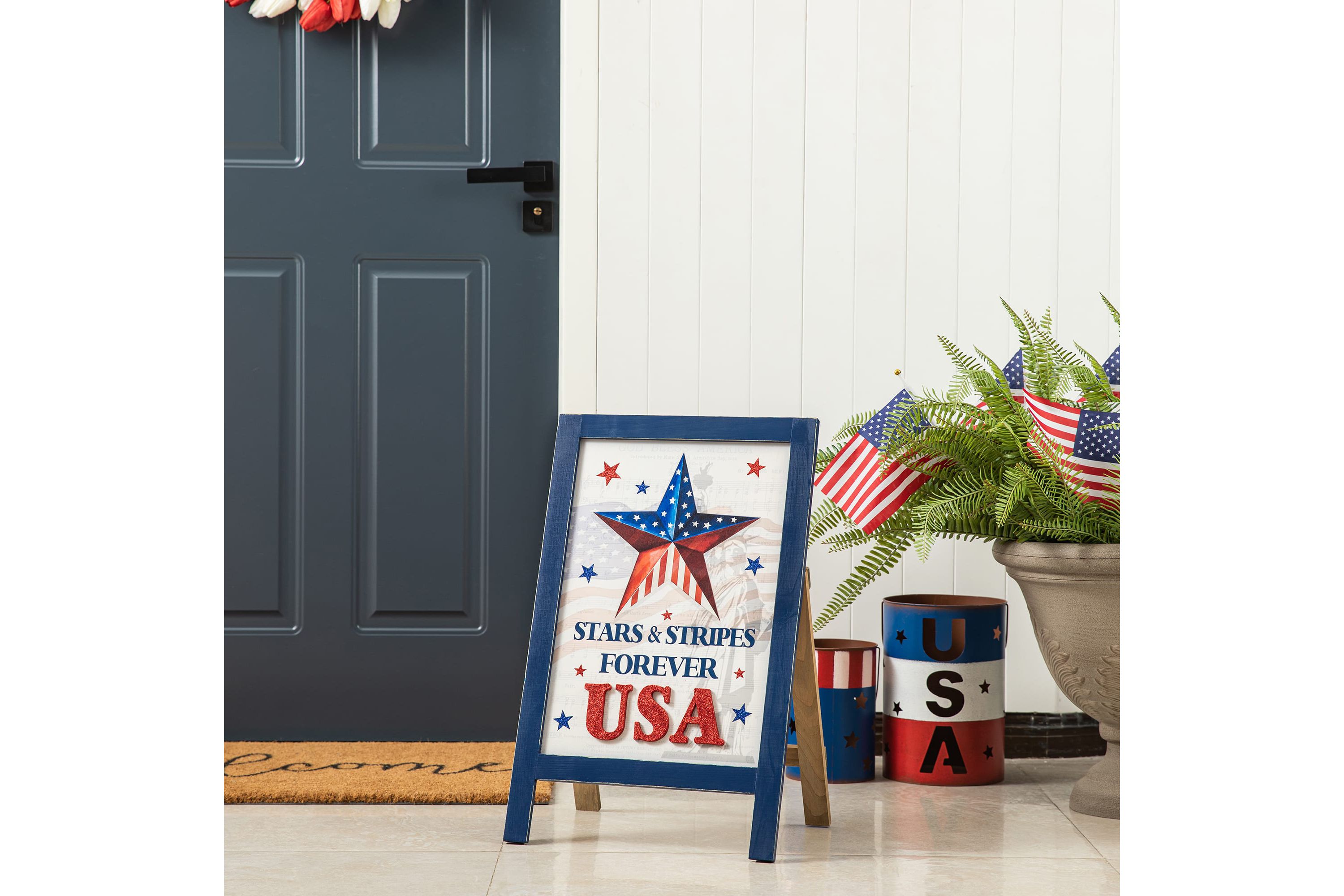 24"H Patriotic/ Americana Wooden Easel Porch Decor
