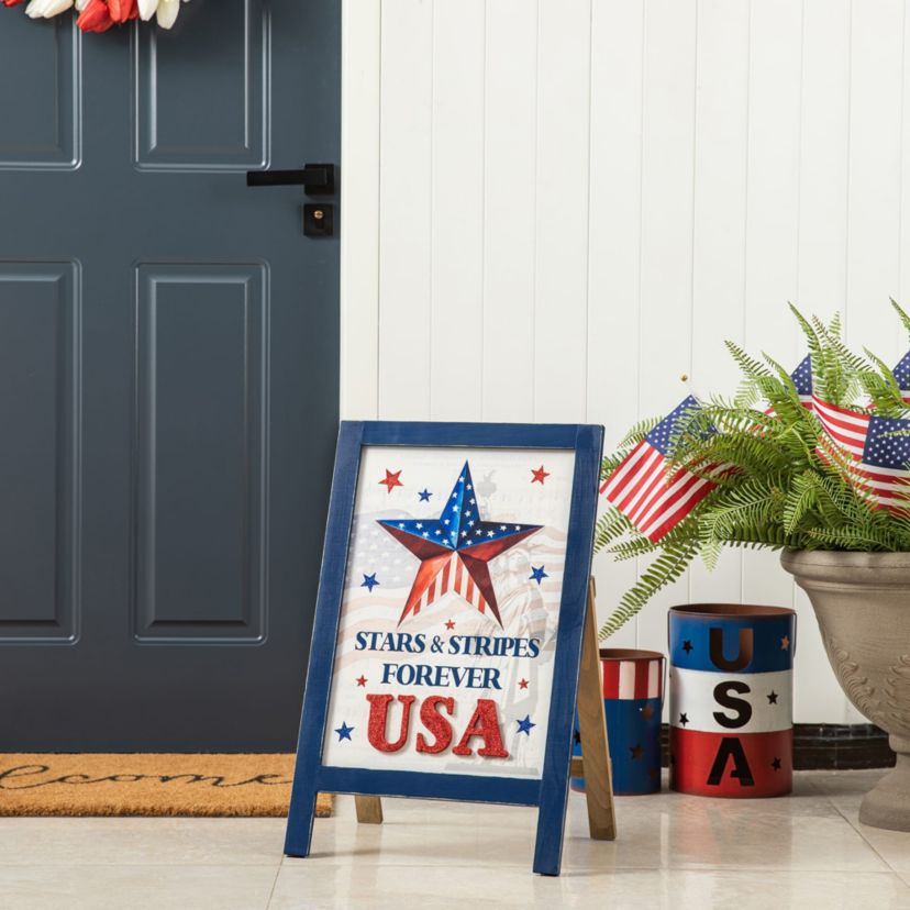 24"H Patriotic/ Americana Wooden Easel Porch Decor