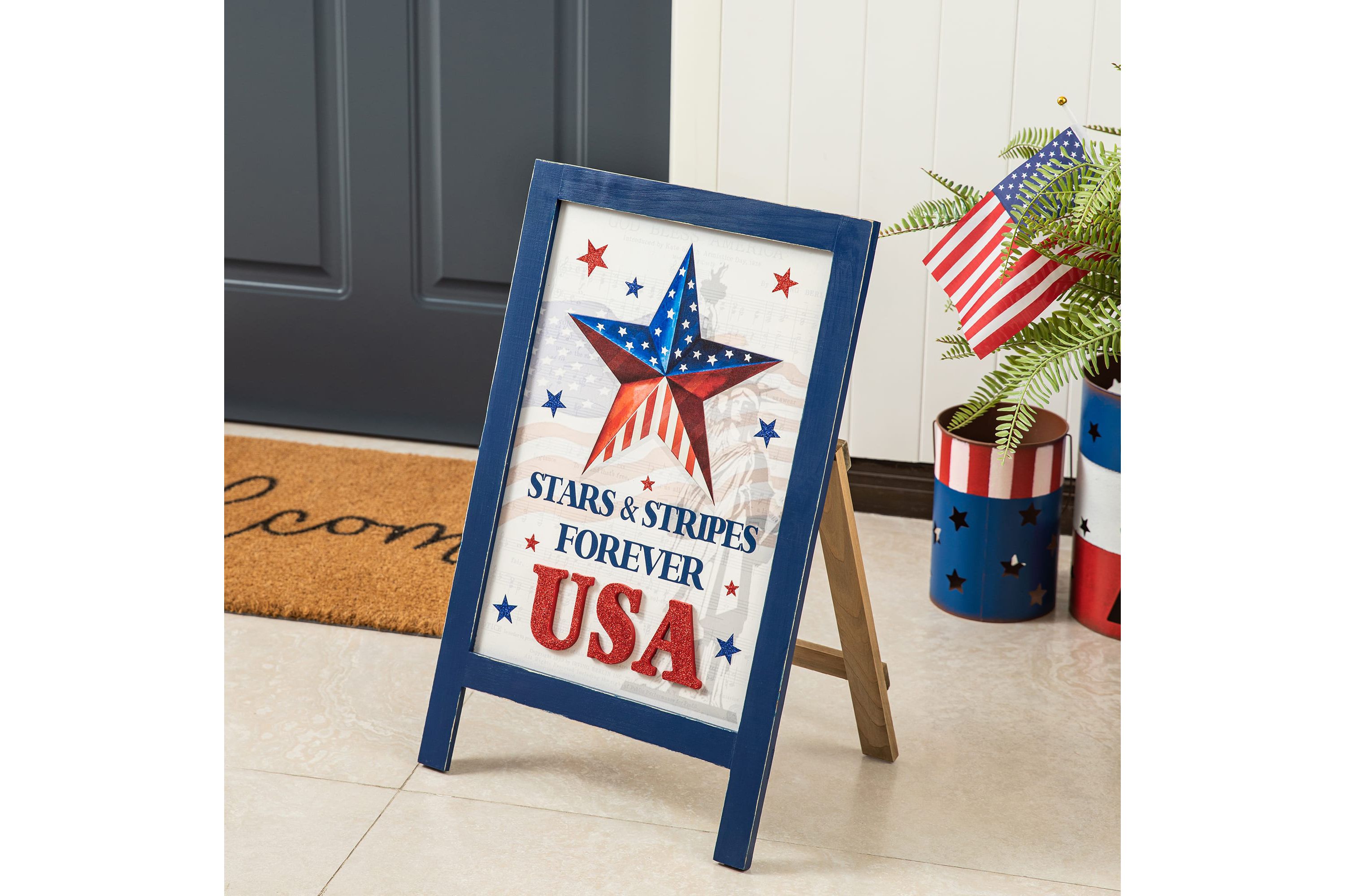 24"H Patriotic/ Americana Wooden Easel Porch Decor
