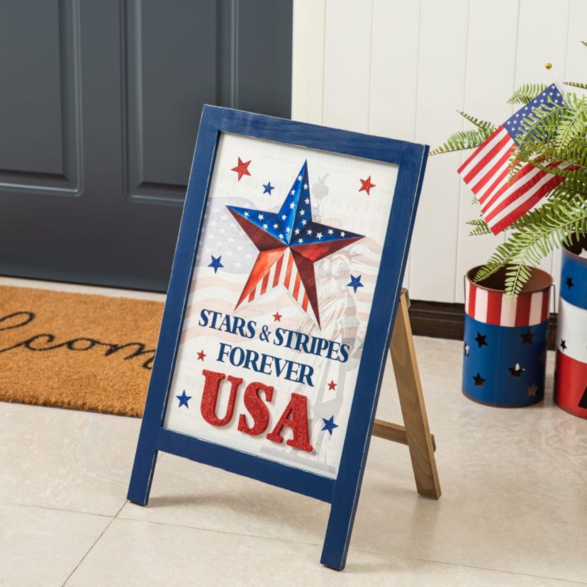 24"H Patriotic/ Americana Wooden Easel Porch Decor