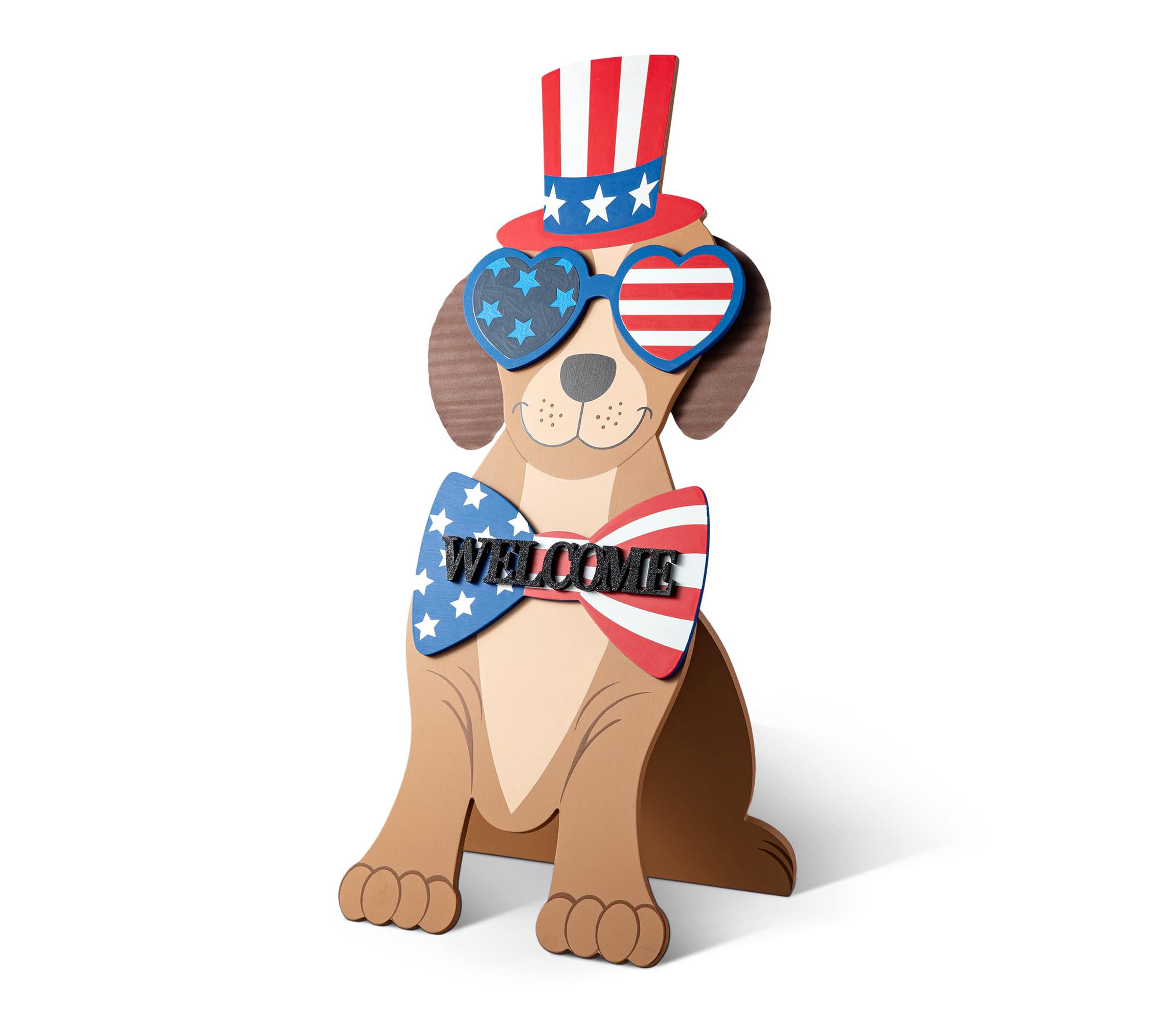 30"H Patriotic/ Americana Wooden Labrador- shape Easel Porch Decor