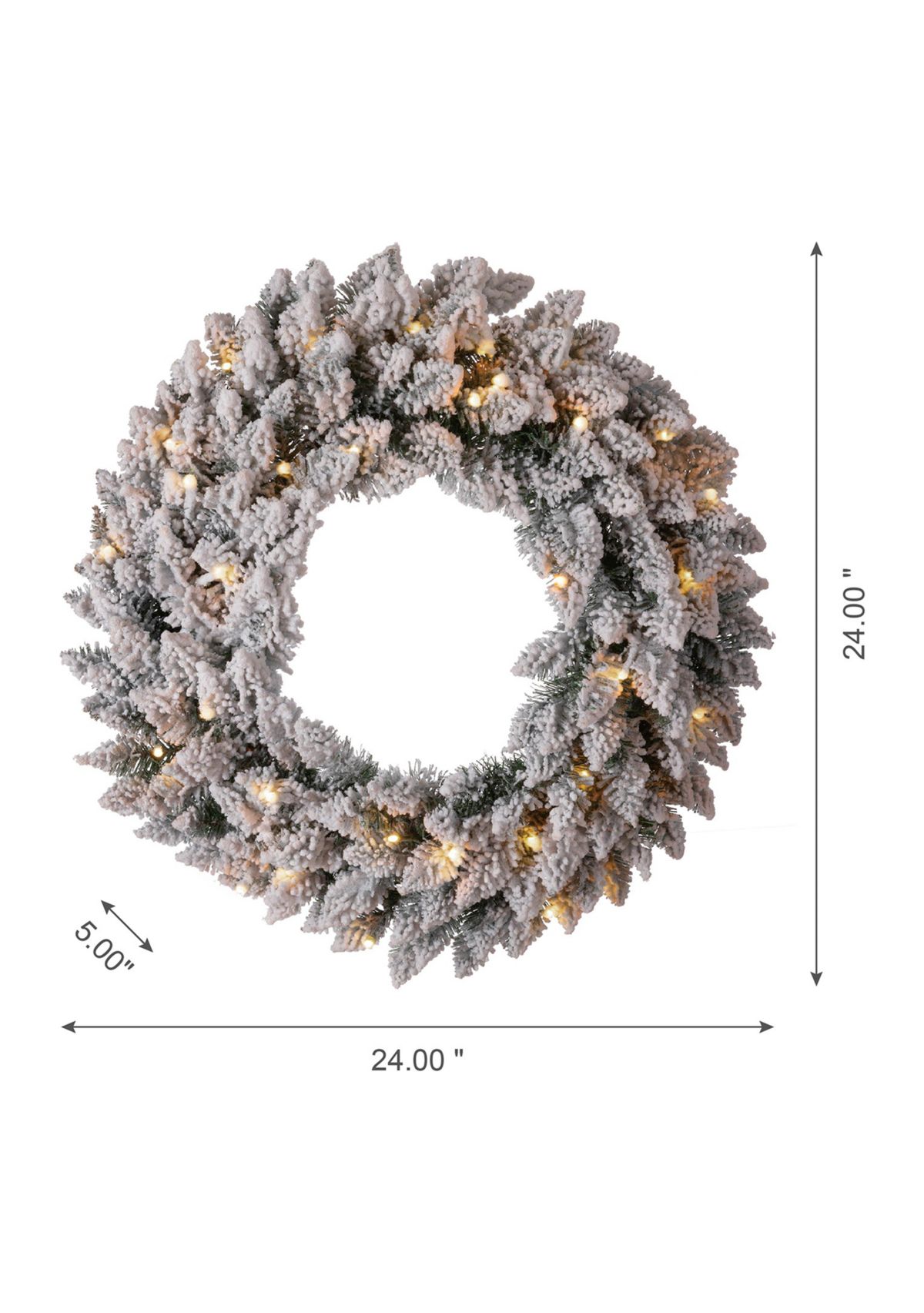 Pre-Lit Snow Flocked Christmas Wreath and Matched 2 Pack Garland Set