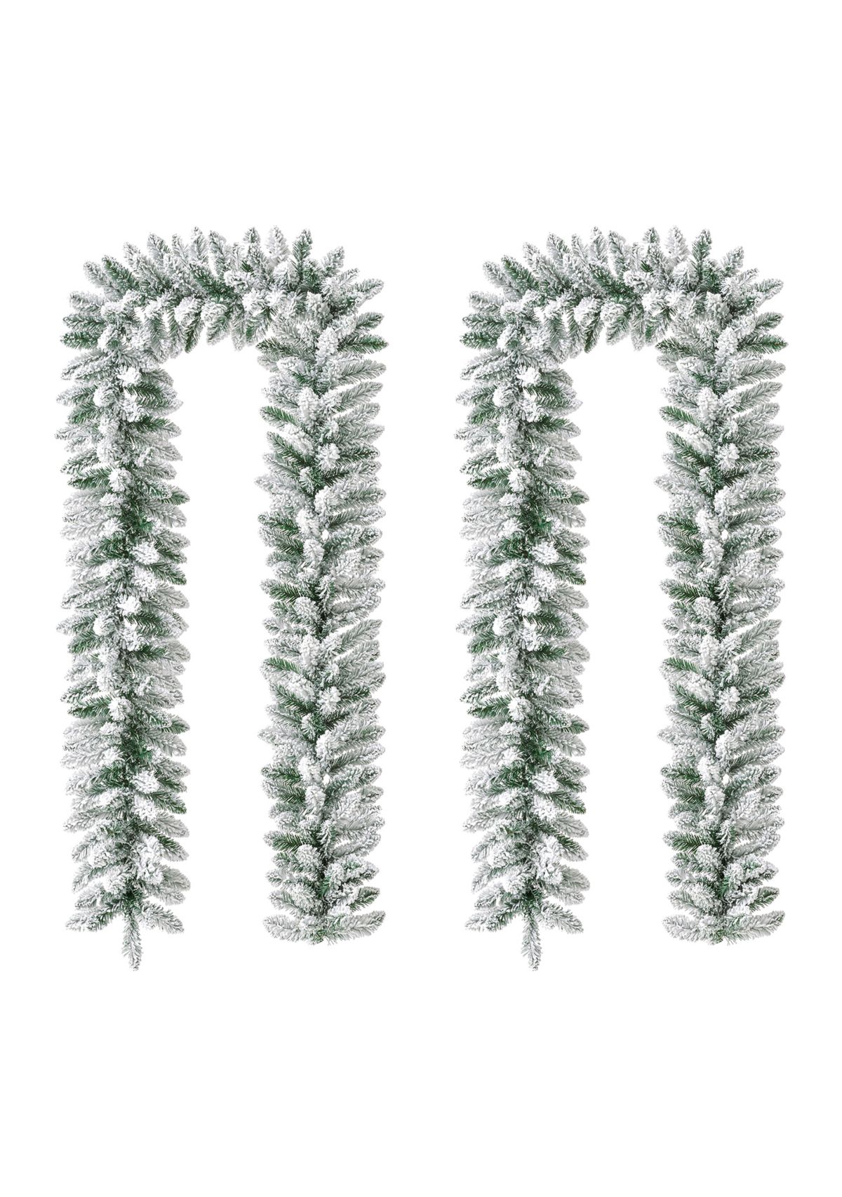 2pk 6-foot Pre-Lit Snow Flocked Christmas Garland, with 35 Warm White LED Lights and Timer