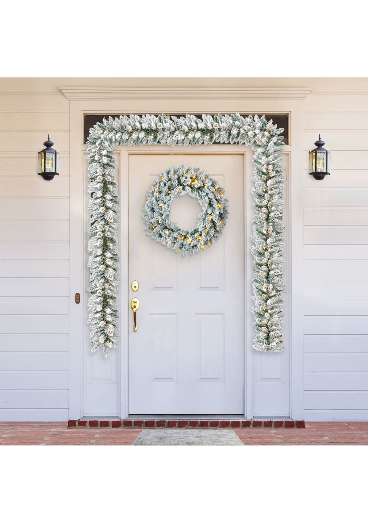2pk 6-foot Pre-Lit Snow Flocked Christmas Garland, with 35 Warm White LED Lights and Timer