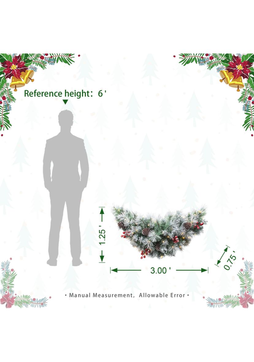 3-foot Pre-Lit Pinecones and Red Berries Artificial Christmas Swag With 50 Warm White Lights and Timer