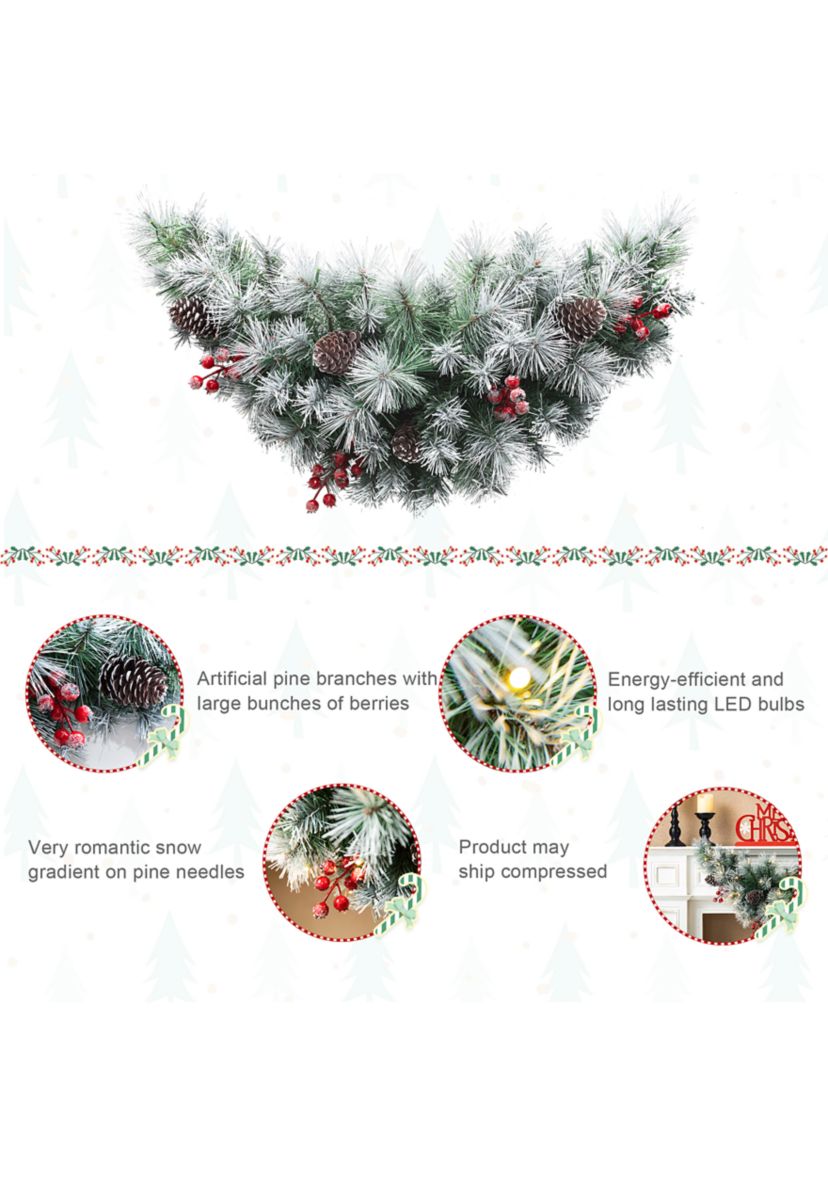3-foot Pre-Lit Pinecones and Red Berries Artificial Christmas Swag With 50 Warm White Lights and Timer