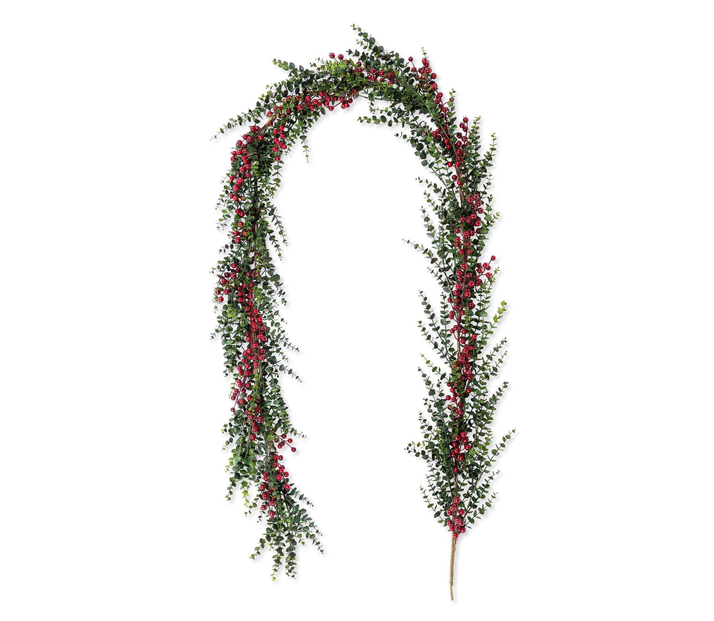 9ft Christmas Greenery PE Dripping  Eucalyptus Garland with Red Berries