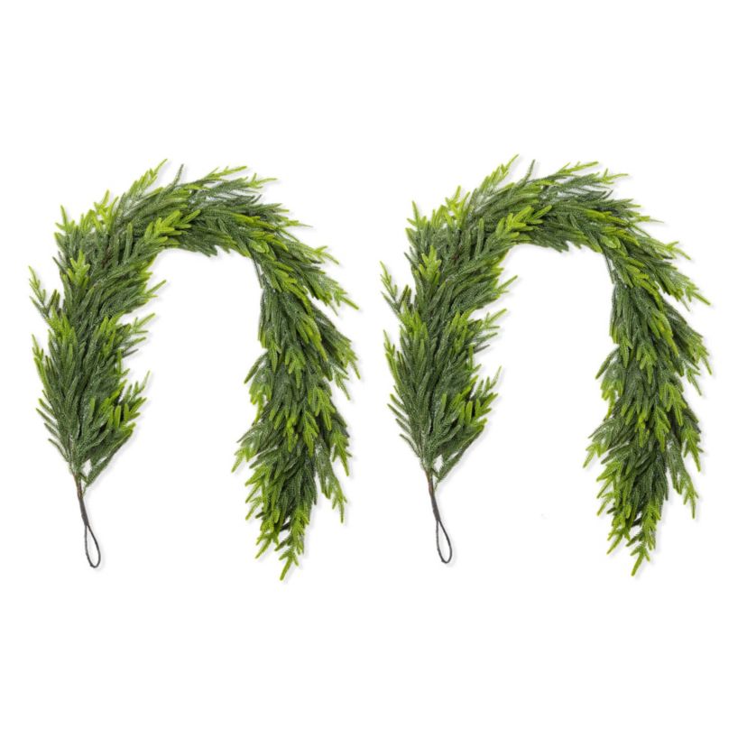 Set of 2 6ft Christmas Greenery PE Dripping Garland