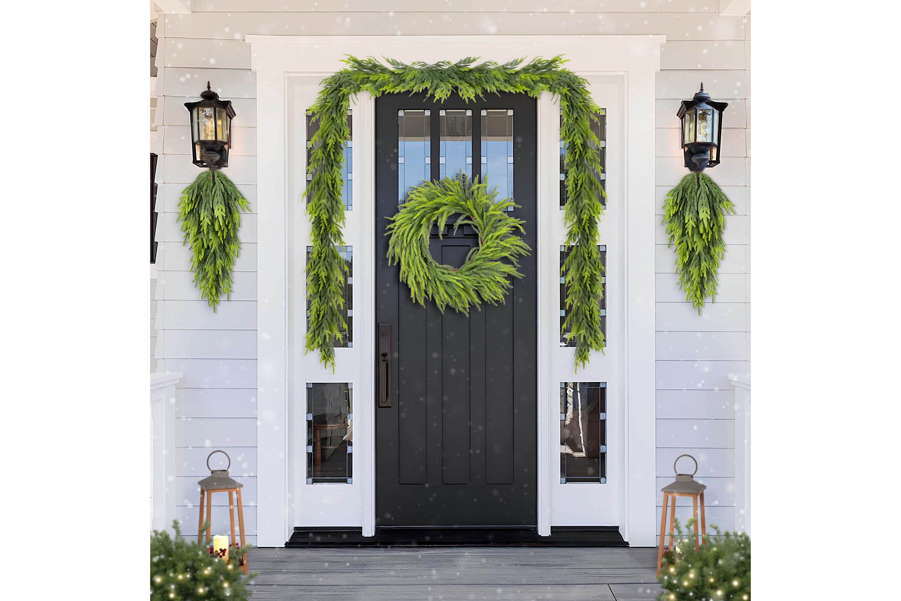 Set of 2 6ft Christmas Greenery PE Dripping Garland
