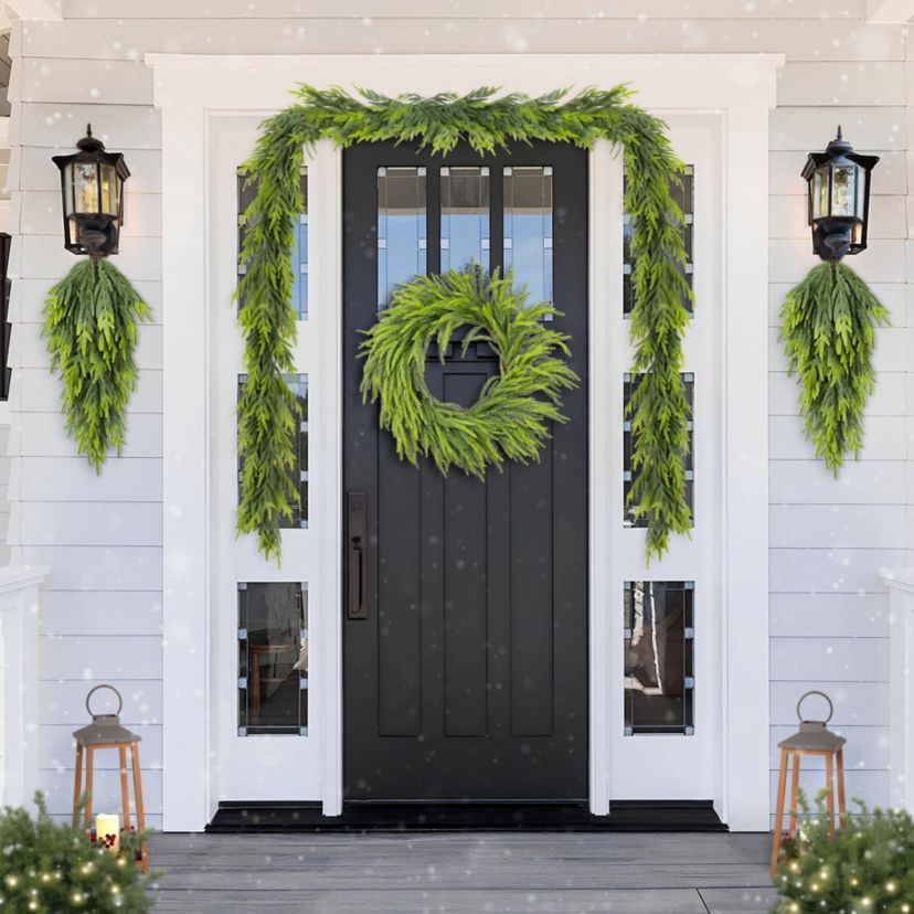 Set of 2 6ft Christmas Greenery PE Dripping Garland
