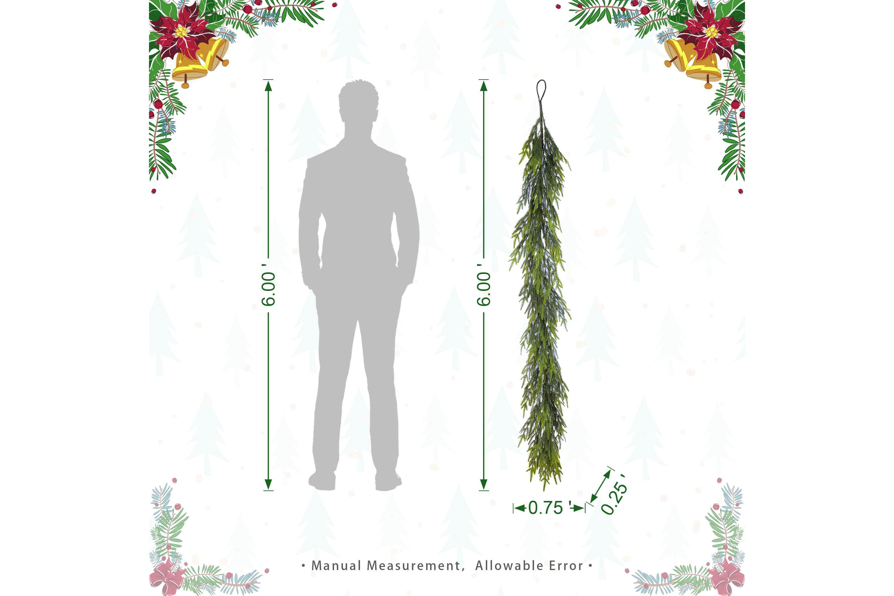 Set of 2 6ft Christmas Greenery PE Dripping Garland
