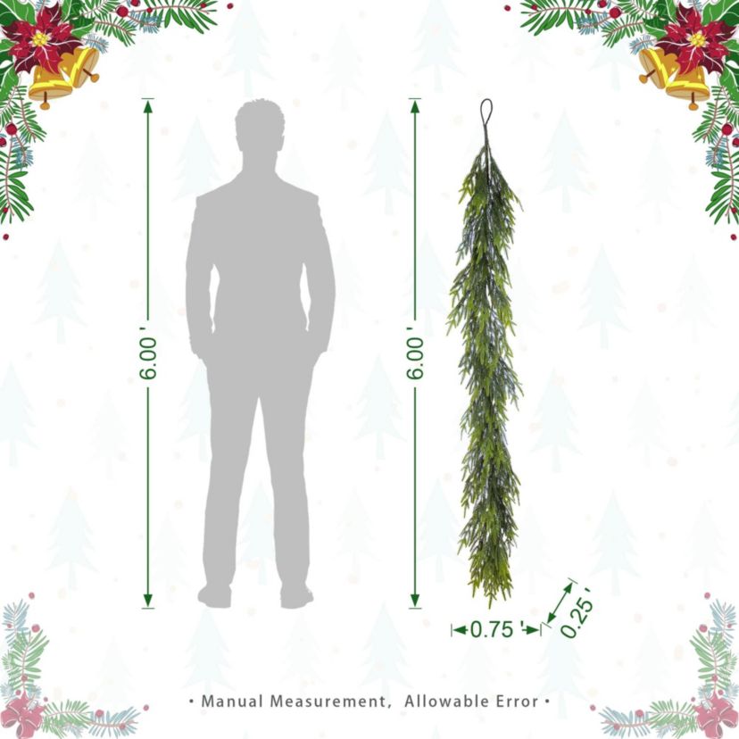 Set of 2 6ft Christmas Greenery PE Dripping Garland