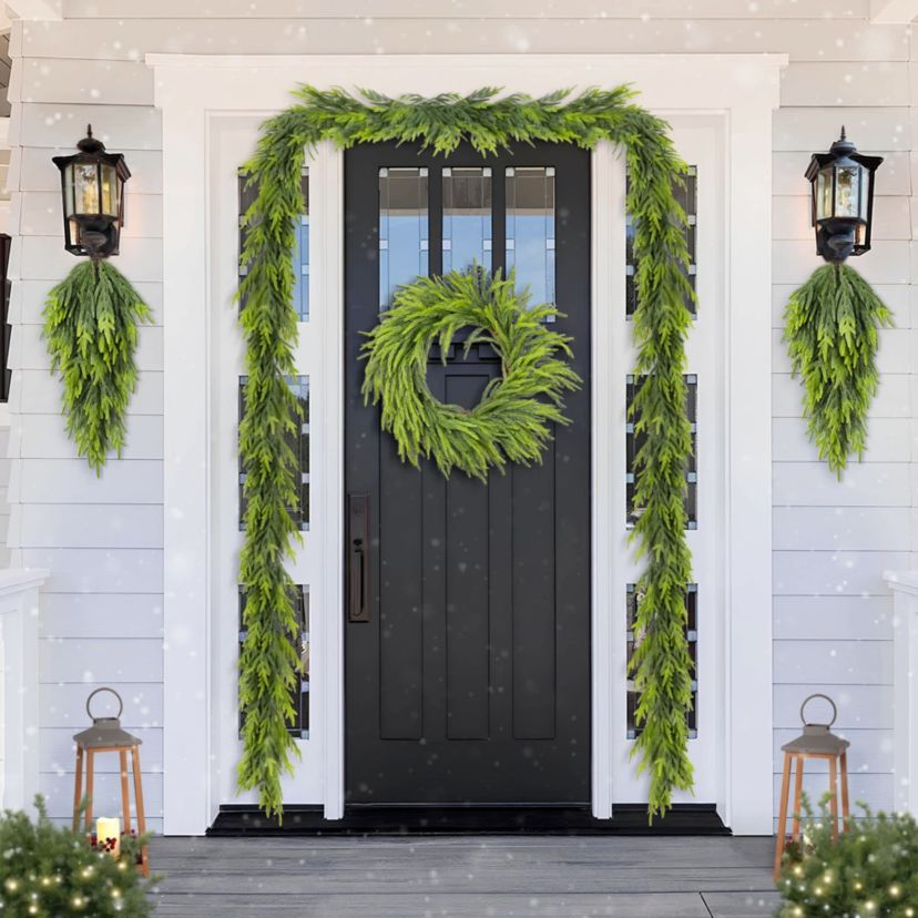 31.5"H Christmas Greenery PE Dripping Teardrop