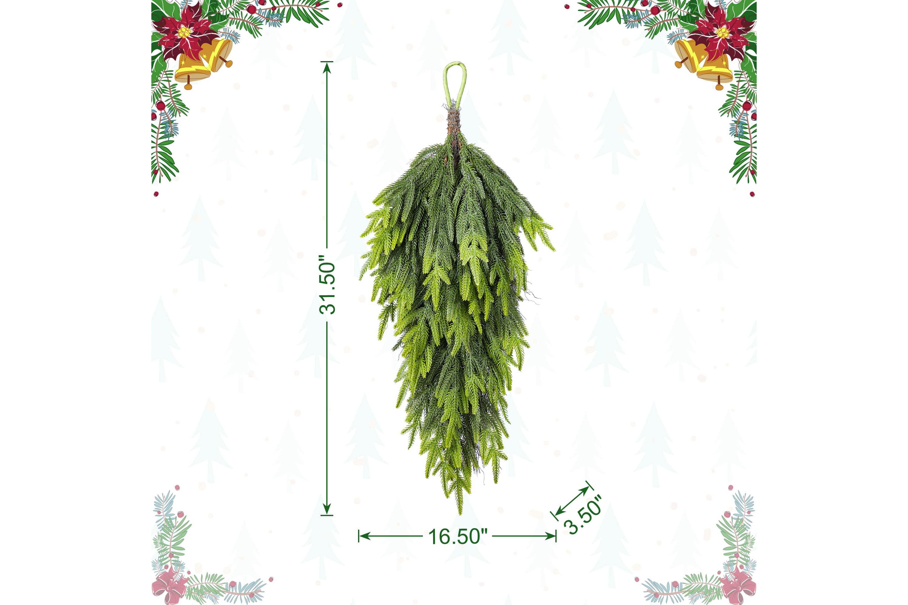 31.5"H Christmas Greenery PE Dripping Teardrop