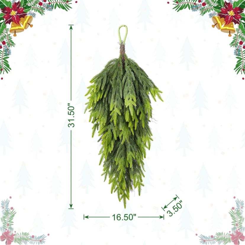 31.5"H Christmas Greenery PE Dripping Teardrop