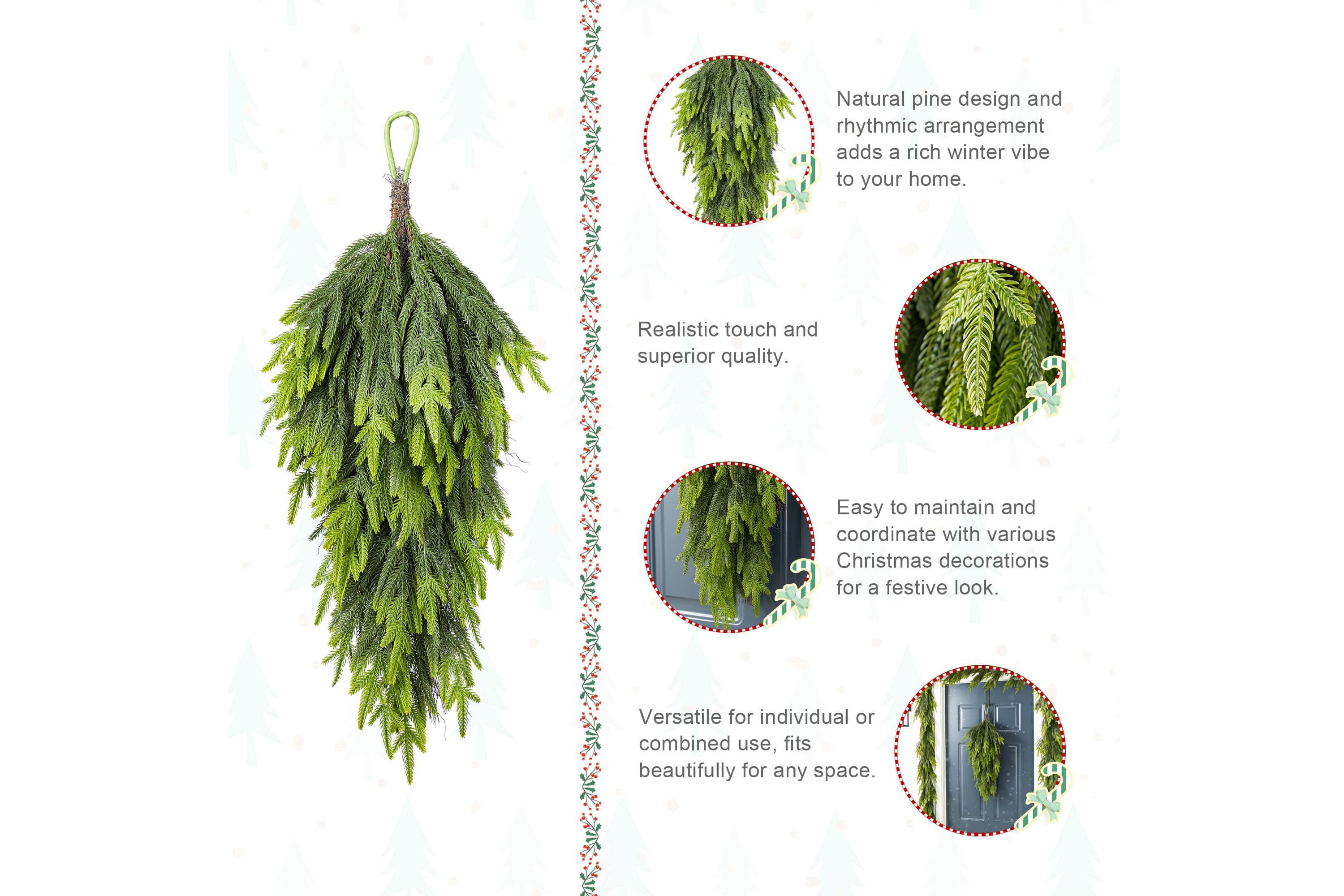 31.5"H Christmas Greenery PE Dripping Teardrop
