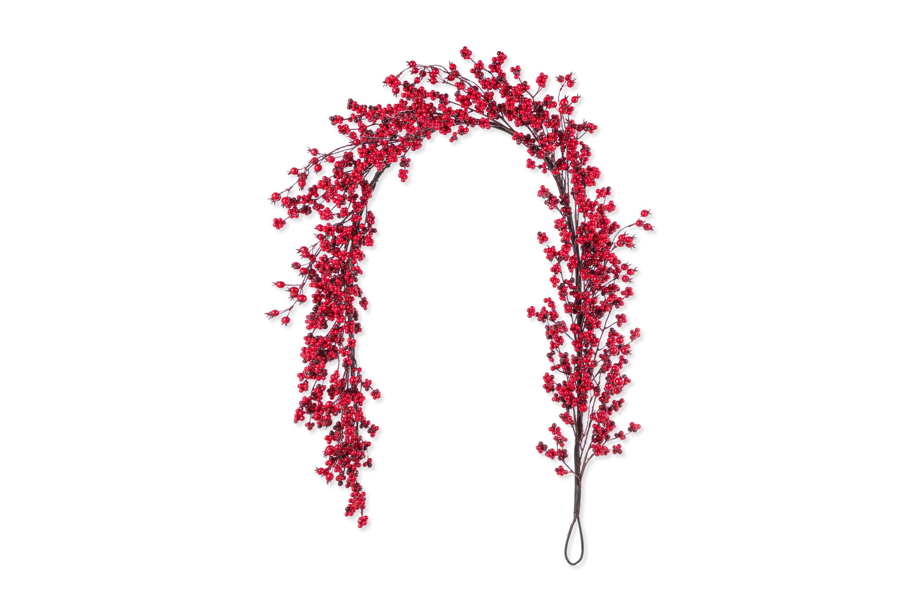 6ft Christmas Red Berries Garland