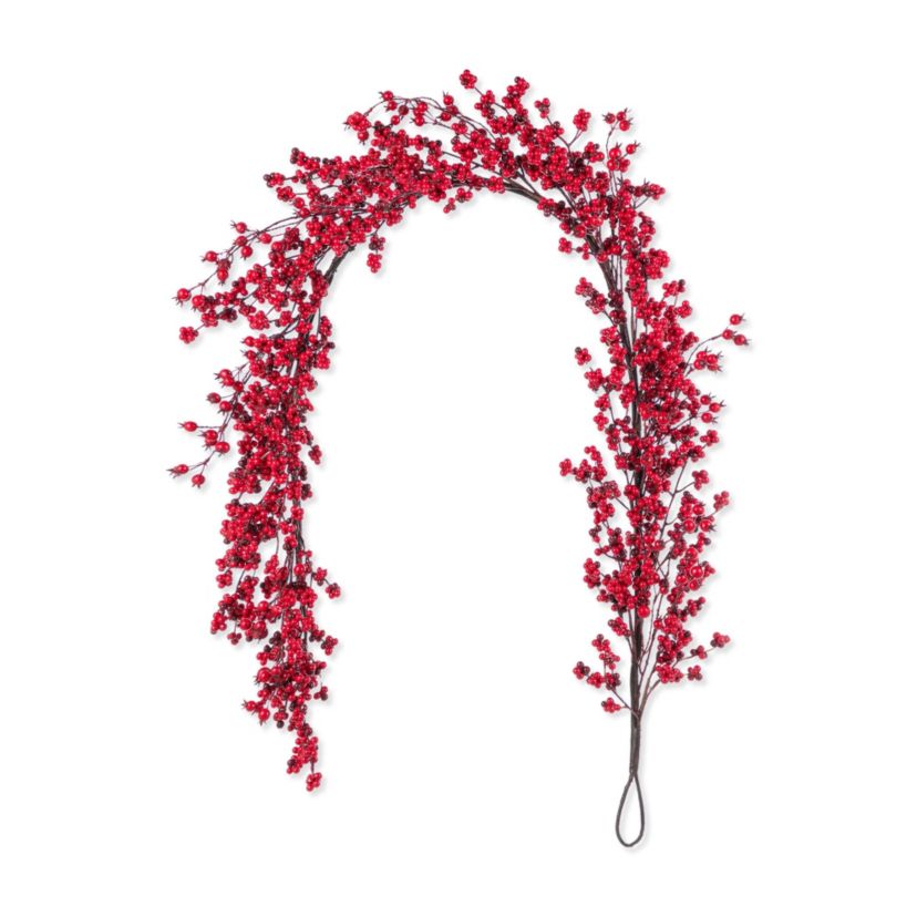 6ft Christmas Red Berries Garland