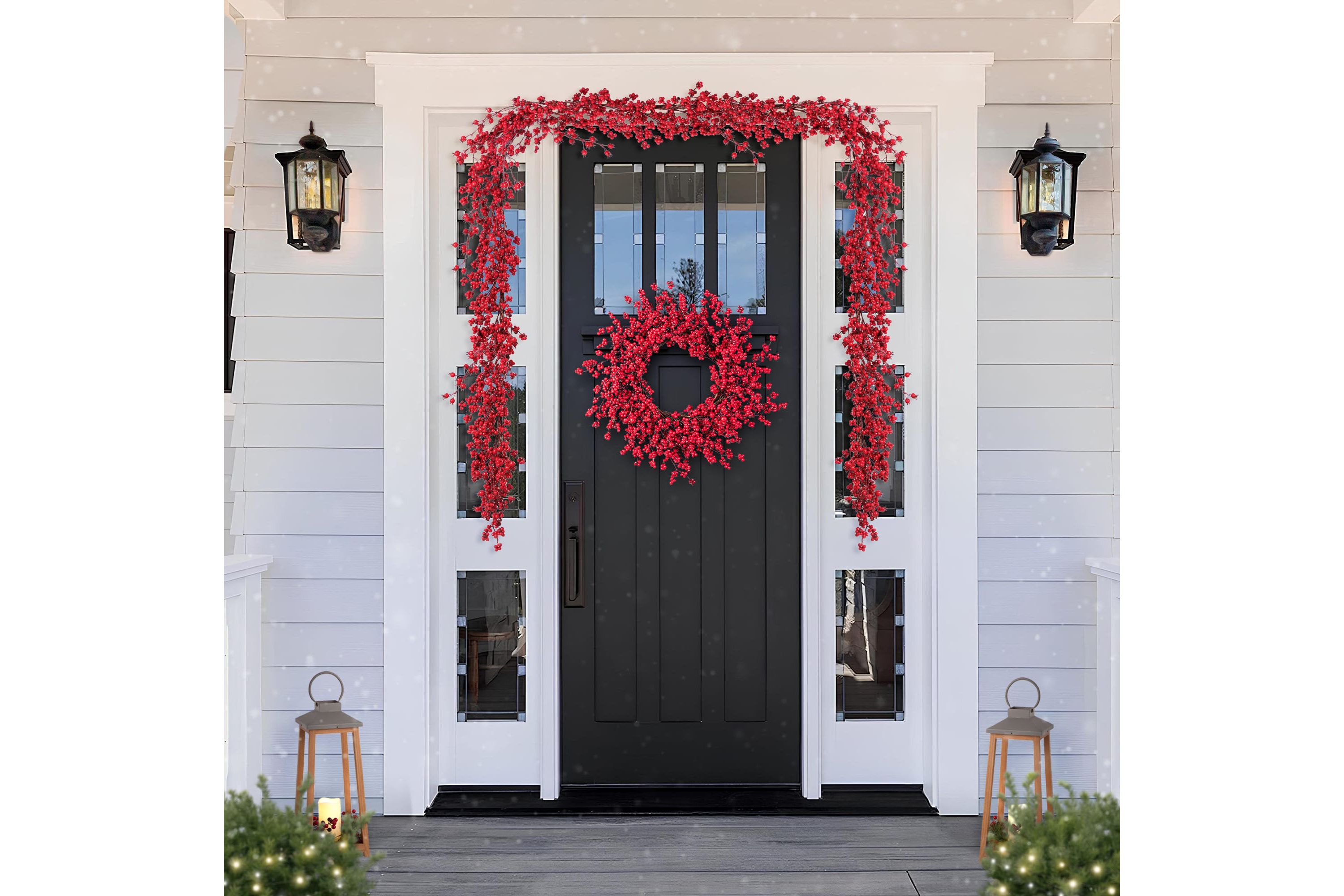 6ft Christmas Red Berries Garland