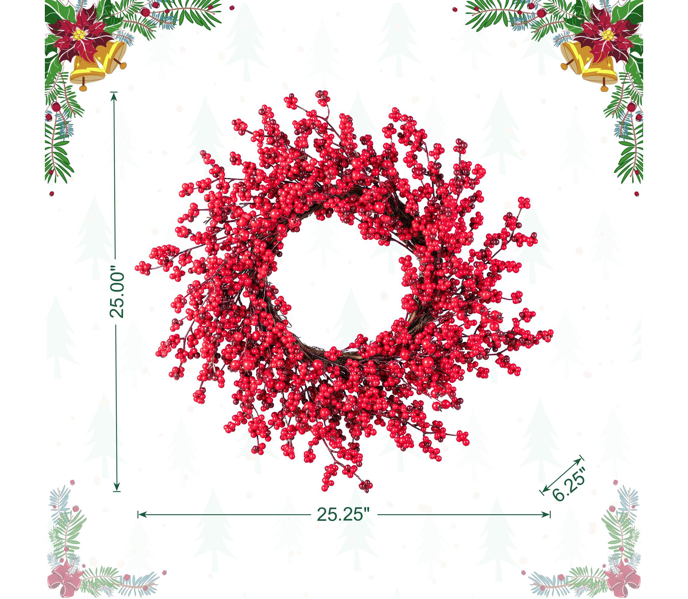 25"D Christmas Red Berries Wreath