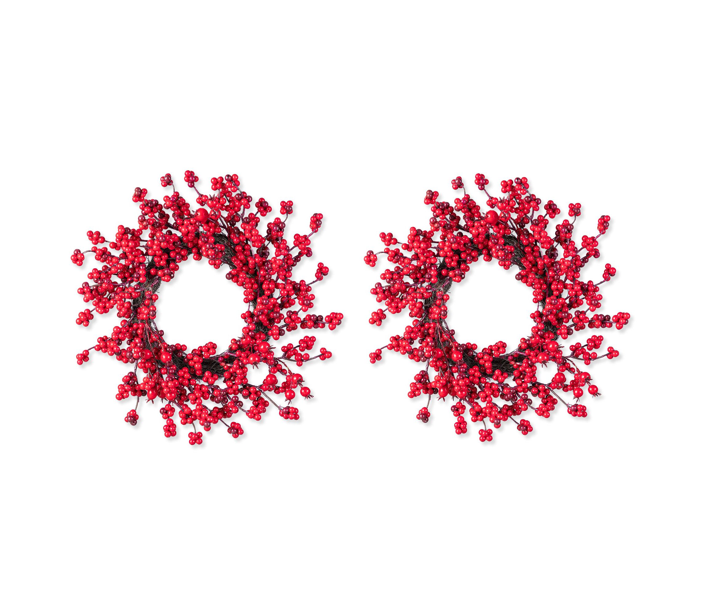 Set of 2 14"D Christmas Mini Red Berries Wreath