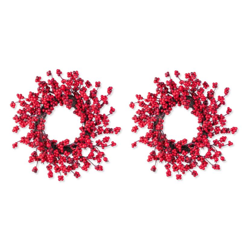 Set of 2 14"D Christmas Mini Red Berries Wreath
