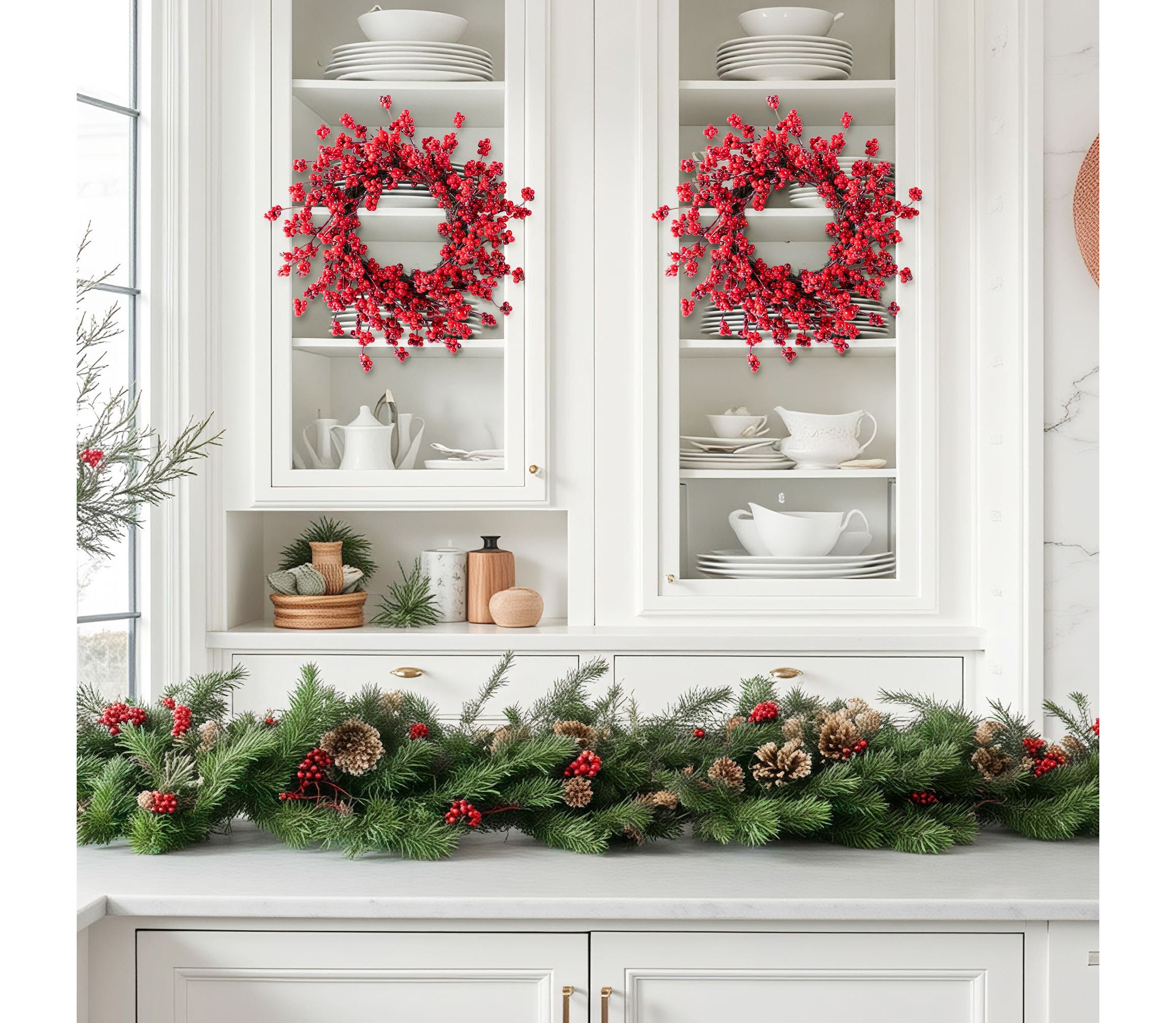 Set of 2 14"D Christmas Mini Red Berries Wreath