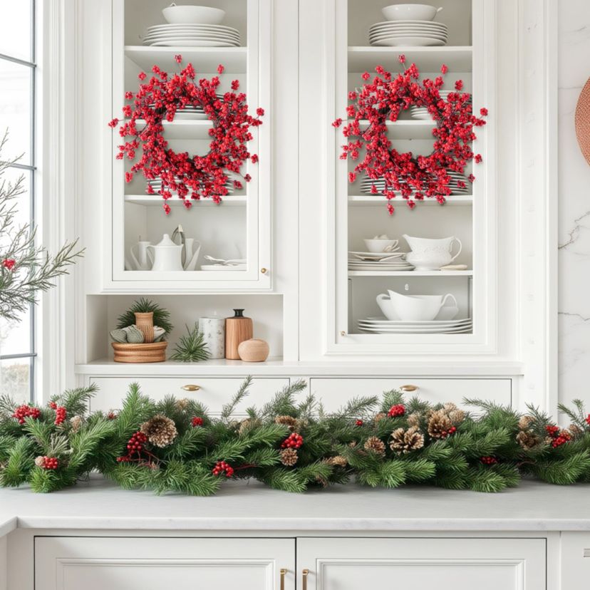 Set of 2 14"D Christmas Mini Red Berries Wreath